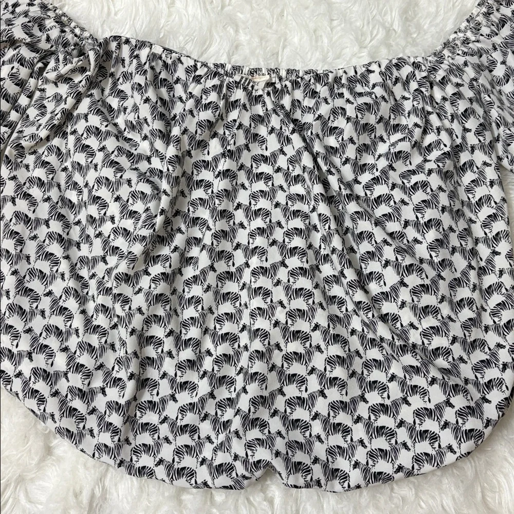 Free People Black And White Zebra Cropped Off The Shoulder Top S 100% Rayon